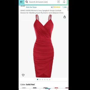 GRACE KARIN Women's Sexy Spaghetti Straps Cocktail Dress - Red S